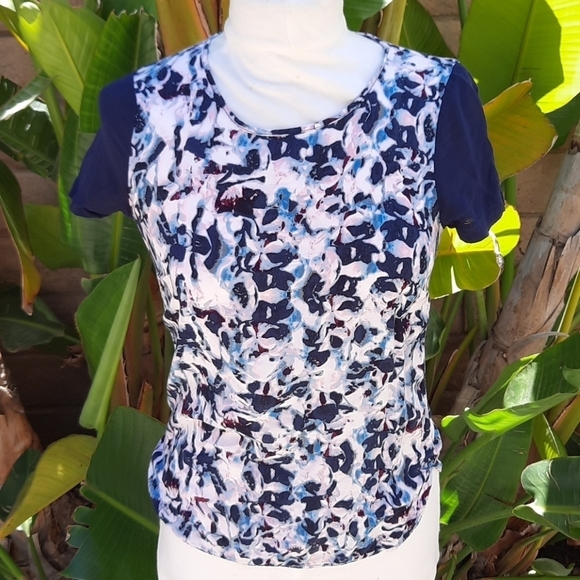 Cynthia Rowley extra small pink navy print blouse - Picture 1 of 8